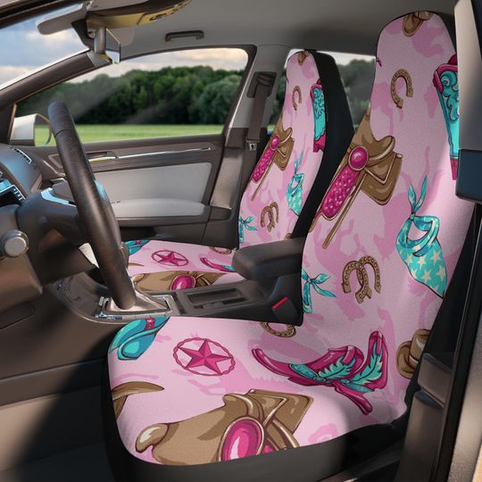 Discover Pink Turquoise Cowgirl Vehicle Bucket Seat Covers Western Truck Seat Slips Auto Rodeo Decor Horse Lovers Accessories