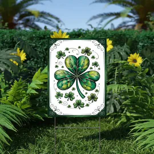 Discover St. Patrick's Day Garden Flag Stained Glass Shamrock Clover Lucky Yard Decor