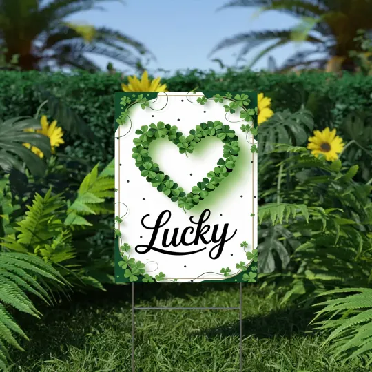 Discover Lucky St. Patrick's Day Garden Flag Shamrock Heart Vines Lucky Clover Yard Decor