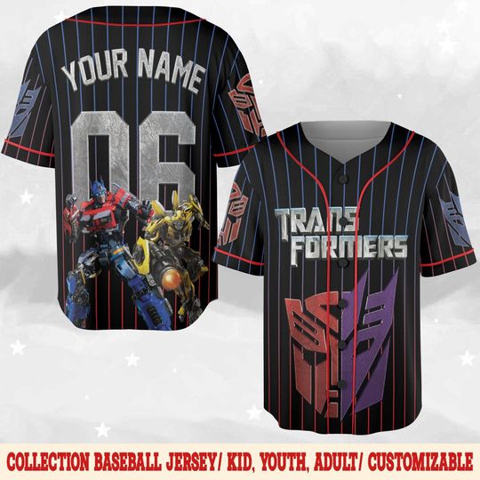 Custom Transformers Baseball Jersey Tee, Transformers Tee, Transformers Jersey, Movie Shirt, Movie Lover Gift, Transformers Fan Gift