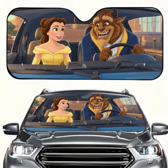Discover Beauty and Beast Car Sun Shade, Front Windshield Cover, Universal Fit Gift