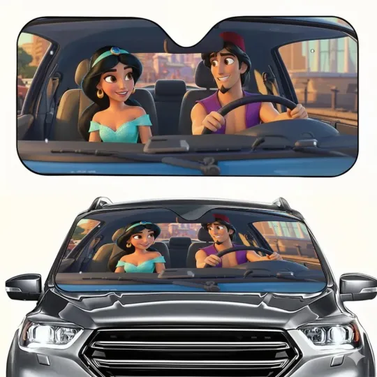 Discover Aladdin Jasmine Car Sun Shade, Front Windshield Cover, Universal Fit, Gift