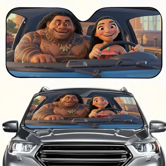 Discover Moana Maui Car Sun Shade, Front Windshield Cover, Universal Fit Gift