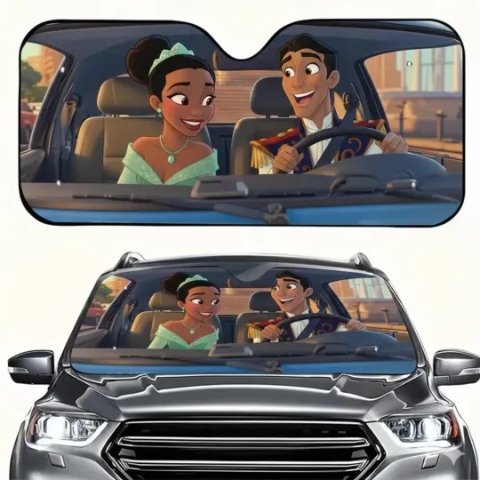 Discover Princess Tiana Car Sun Shade, Front Windshield Cover, Universal Fit Gift