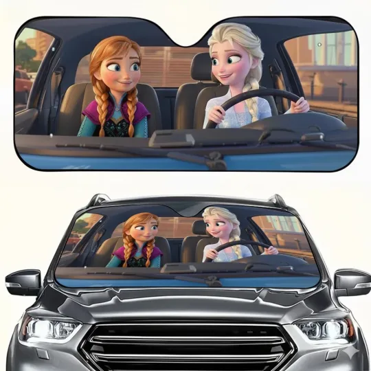 Discover Frozen Sisters Car Sun Shade, Front Windshield Cover, Universal Fit Gift