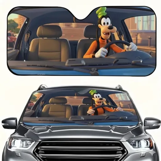 Discover Goofy Cartoon Car Sun Shade, Front Windshield Cover, Universal Fit, Funny Drivin