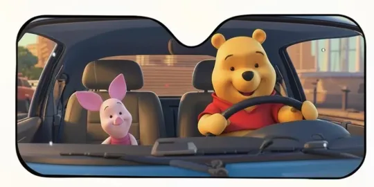 Discover Winnie the Pooh Cartoon Car Sun Shade, Front Windshield Cover, Cute Driving Scen