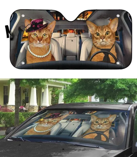 Discover Abyssinian Cat Car Sunshade Personalized Windshield UV Protector for Vehicles