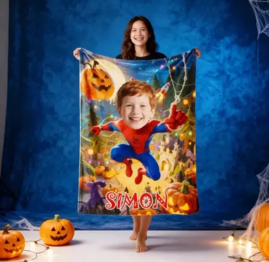 Discover Custom Name Superhero Blanket, Personalized Fleece Blanket