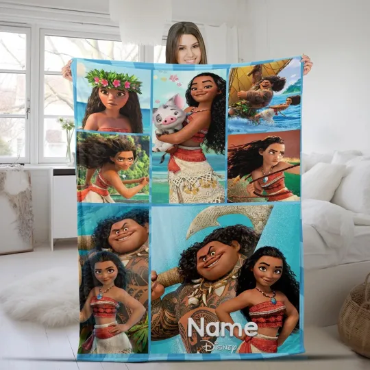 Discover Personalized Moana Blanket, Custom Name Blanket Disney