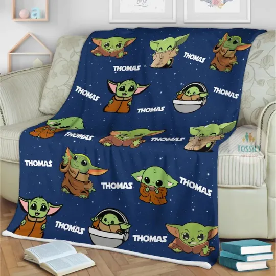 Discover Personalized Disney Baby Yoda Blanket Gift For Friends, Kids
