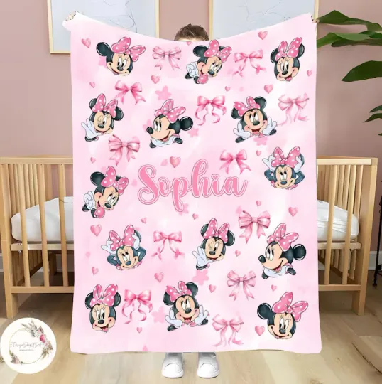 Discover Personalized Disney Minnie Mouse Blanket Gift For Friends, Kids V2
