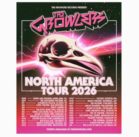Discover The Growlers North America Tour 2026 Vertical Poster