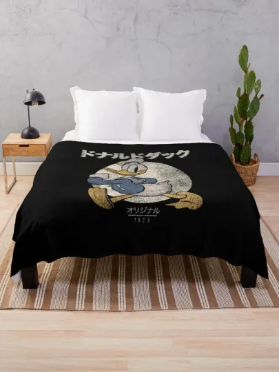Discover Disney Donald Duck Distressed Kanji Portrait Cozy Fleece Blanket