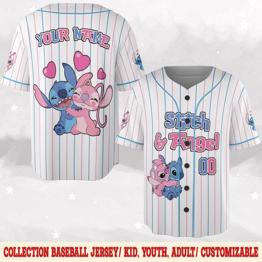 Discover Personalized Disney Lilo and Stitch Stitch Baseball Jersey, Custom Disney Kid Youth Adult Jersey, Stitch Baseball Jersey