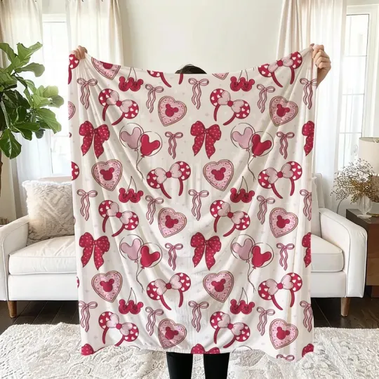 Discover Mickey Minnie Valentine Blanket - Disney Fleece Blanket