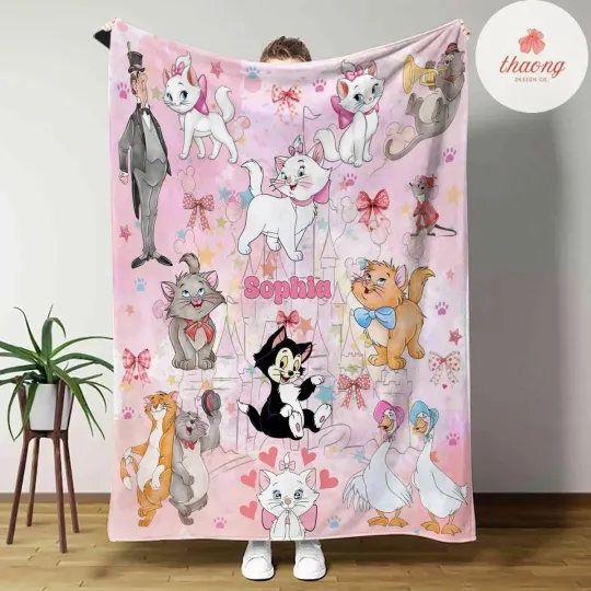 Discover Personalized Disney The Aristocats Blanket, Watercolor Disney Fleece Blanket