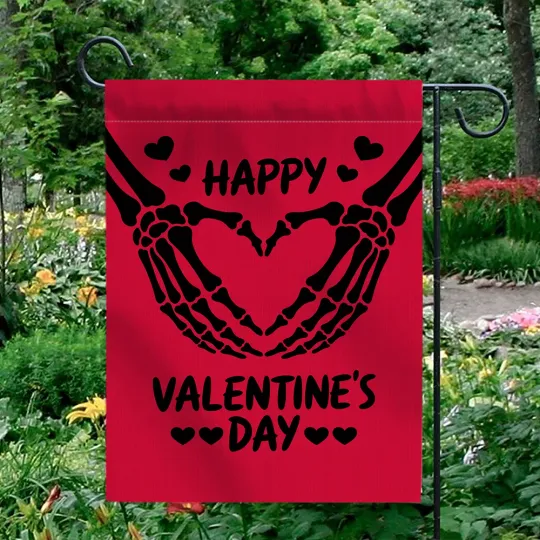 Discover Happy Valentine's Day Garden Flag Skeleton Hands Heart Red Outdoor Yard Decor