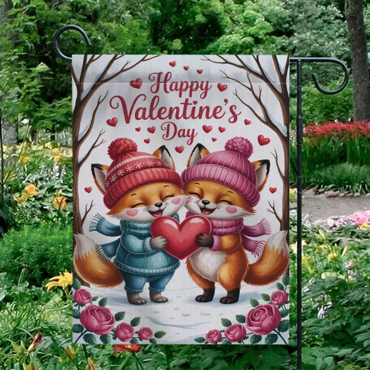 Discover Happy Valentine's Day Garden Flag Floral Heart Wildflower Meadow Yard Decor