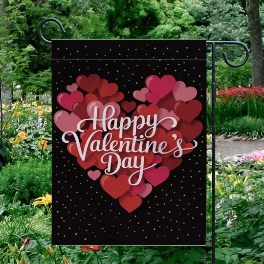 Discover Happy Valentine's Day Garden Flag Black Gold Polka Dot Hearts Yard House Decor