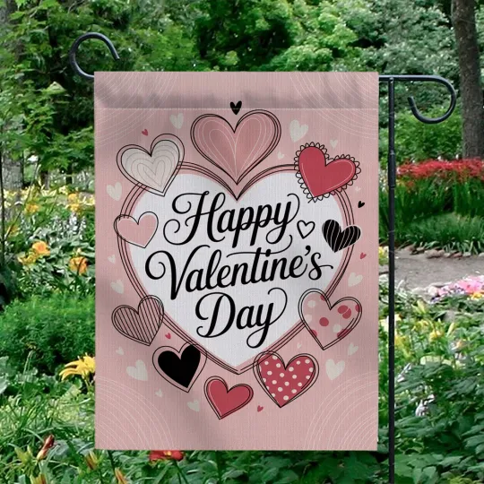Discover Happy Valentine's Day Garden Flag Heart Doodles Pink Love Outdoor Yard Decor