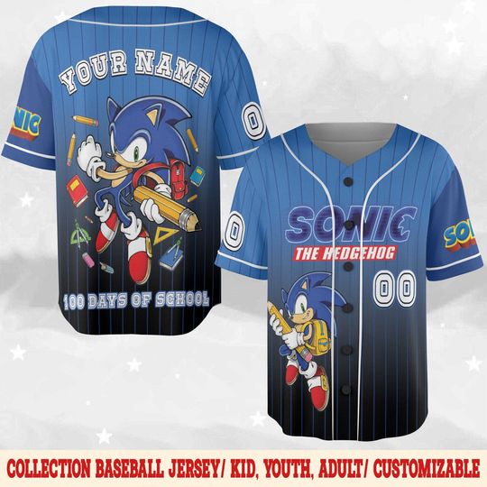 Discover Custom Name and Number Sonic Baseball Jersey, Shadow Tails Sliver Sonic the Hedgehog Birthday Gift, Sonic Hedgehog Baseball Fan Lover