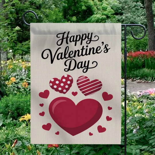 Discover Happy Valentine's Day Garden Flag Red Polka Dot Striped Hearts Yard Decor Banner