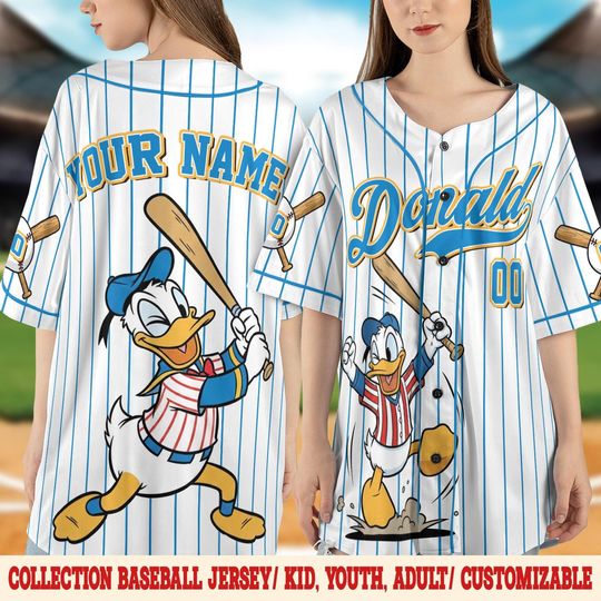 Discover Custom Disney Donald Duck Collection Baseball Jersey, Disney Donald Duck Jersey, Disneyland Team Matching Outfit