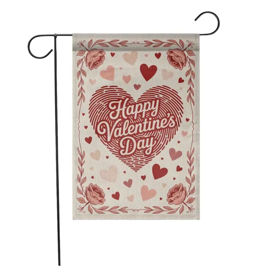 Discover Happy Valentine's Day Garden Flag Fingerprint Heart Roses Floral Yard Decor