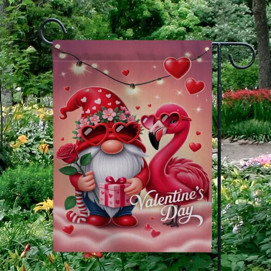 Discover Happy Valentine's Day Garden Flag Cute Panda Heart Pink Stripes Yard Decor