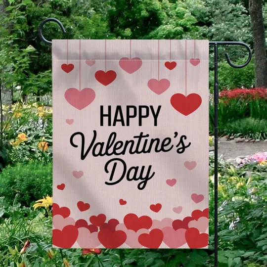 Discover Happy Valentine's Day Garden Flag Hearts Pink Red Outdoor Yard Decor