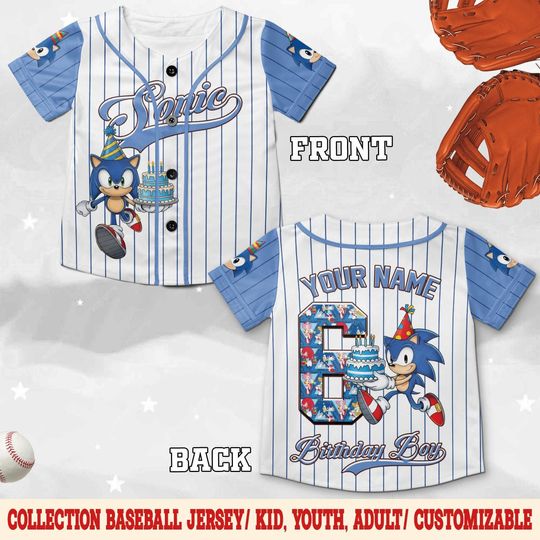 Discover Personalized Sonic Baseball Jersey, Custom Sonic Birthday Jerseys, Sonic Party Jersey, Sonic Birthday Gift, Sonic Birthday Boy Shirt C1IQ21