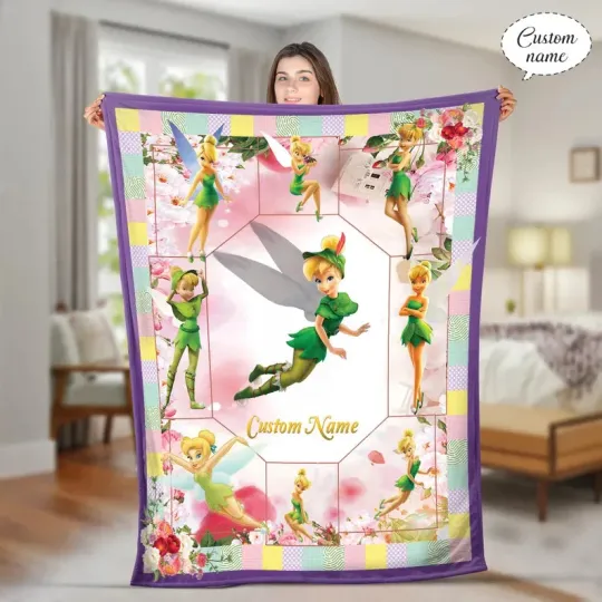 Discover Personalized Disney Fairy Tinkerbell Fleece Blanket