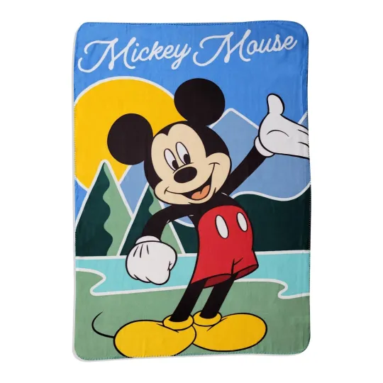 Discover Disney Mickey Mouse BAM with Pink and Blue Comic Figures Fleece Blanket (Red)