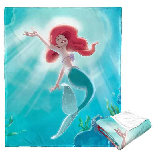 Discover Disney Little Mermaid Underwater Rays Cozy Fleece Blanket