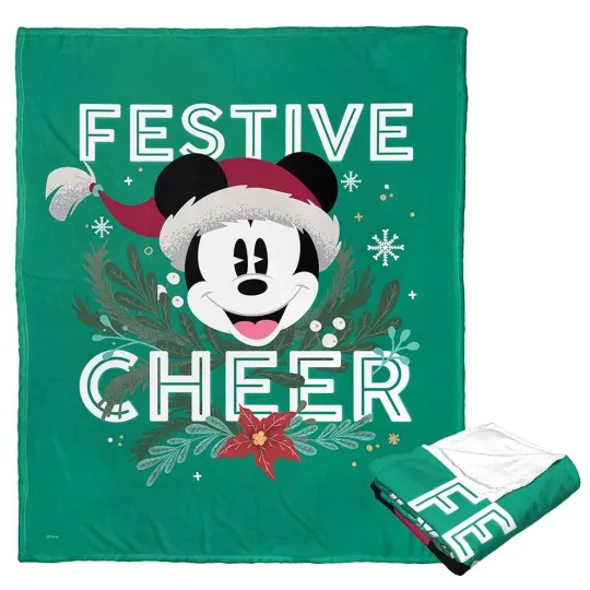 Discover Disney Mickey Mouse Festive Cheer Christmas Cozy Fleece Blanket