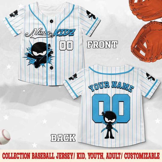 Discover Custom Payton Ninja Kidz Baseball Jersey, Personalized Ninja Kidz Baseball Jersey, Ninja Kidz Birthday Party Jersey, Birthday Gift