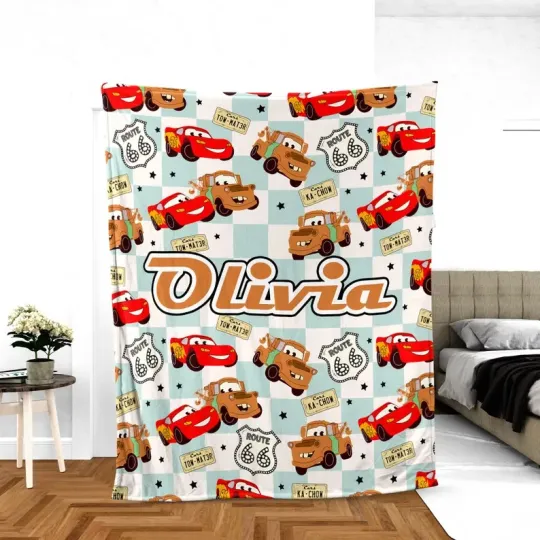Discover Personalized Disney Lightning McQueen Tow Mater Blanket Gift For Friends, Kids