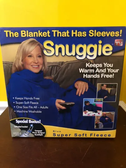 Discover New Original 2009 Snuggie As Seen On TV Blue Fleece Blanket That Has Sleeves!