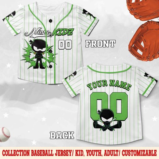 Discover Custom Payton Ninja Kidz Baseball Jersey, Personalized Ninja Kidz Baseball Jersey, Ninja Kidz Birthday Party Jersey, Birthday Gift