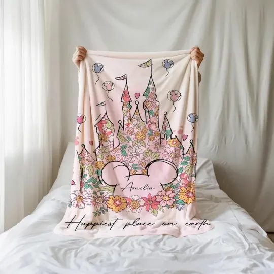 Discover Personalized Happiest Place On Earth Blanket, Disney Princess Fleece Blanket