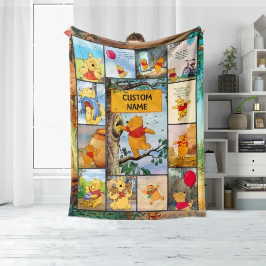 Discover Personalized Winnie The Pooh, Emotions Of Pooh Love Fleece Blanket