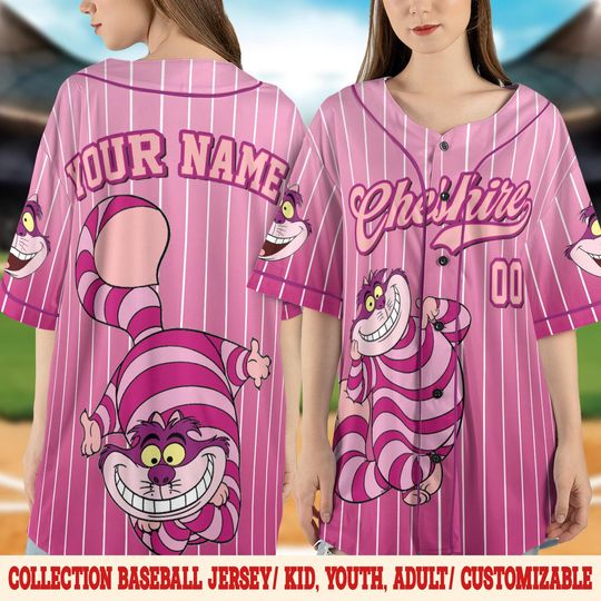 Discover Cheshire Cat Baseball Jersey, Custom Disney Character Jersey Shirt, Fantasy Cartoon Baseball Outfit, Disney Trip Matching Jersey