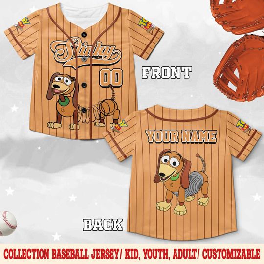 Discover Custom Slinky Dog Toy Story Baseball Jersey, Personalized Disney Jersey for Kids & Adults, Vintage Team Outfit for Disney Fans