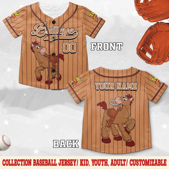 Discover Bulleye Toy Story Baseball Jersey, Personalized Disney Jersey for Kids & Adults, Vintage Team Outfit for Disney Fans