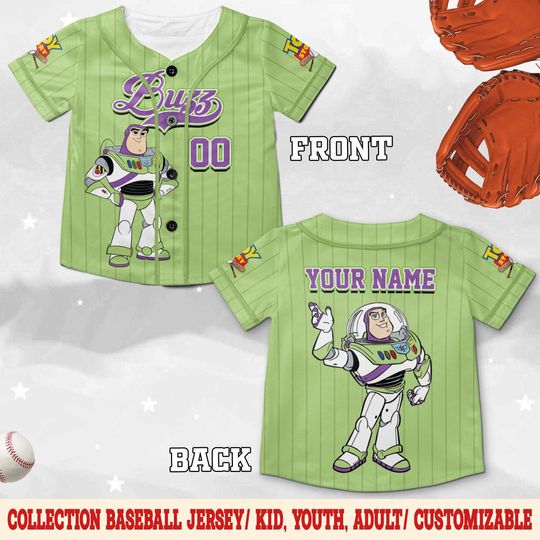 Discover Buzz Lightyear Toy Story Baseball Jersey, Personalized Disney Jersey for Kids & Adults, Vintage Team Outfit for Disney Fans