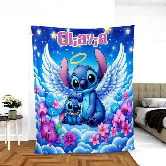 Discover Personalized Disney Stitch Lilo Stitch Blanket Gift For Friends, Kids V2