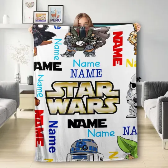 Discover Personalized Space War Plush Fleece Bed Blanket Gift For Friends, Kids