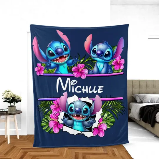 Discover Personalized Disney Stitch  Blanket Gift For Friends, Kids V3