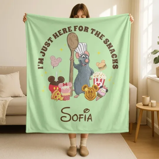 Discover Personalized Disney Ratatouille I'm Just Here For The Snacks Fleece Blanket